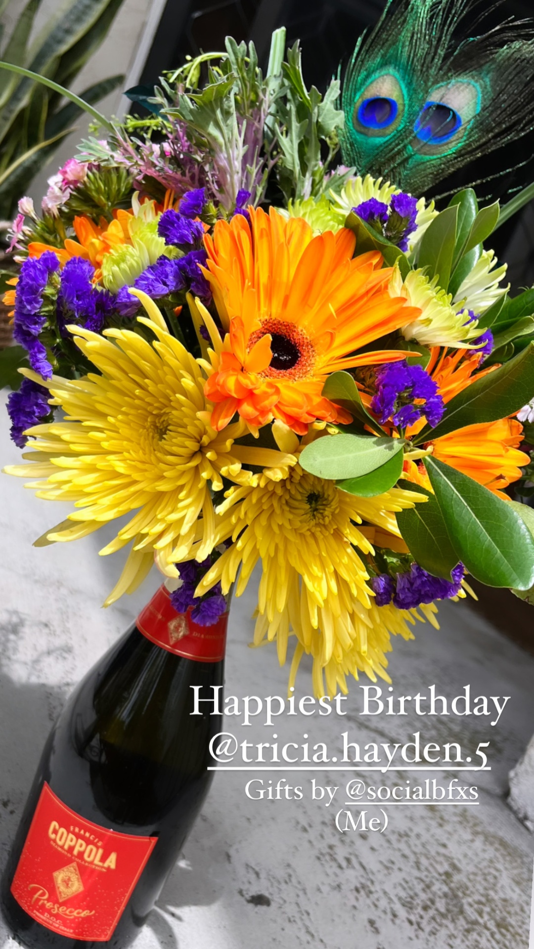 Birthday bouquet with Coppola prosecco pairing