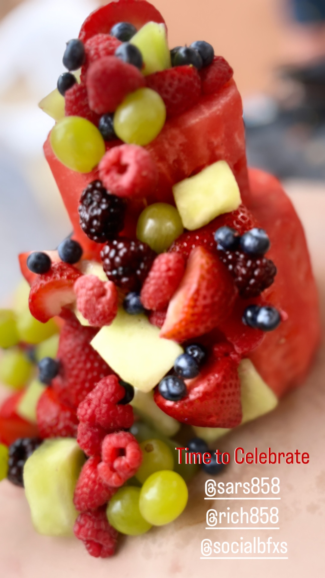 "Time to Celebrate" watermelon & berry tower