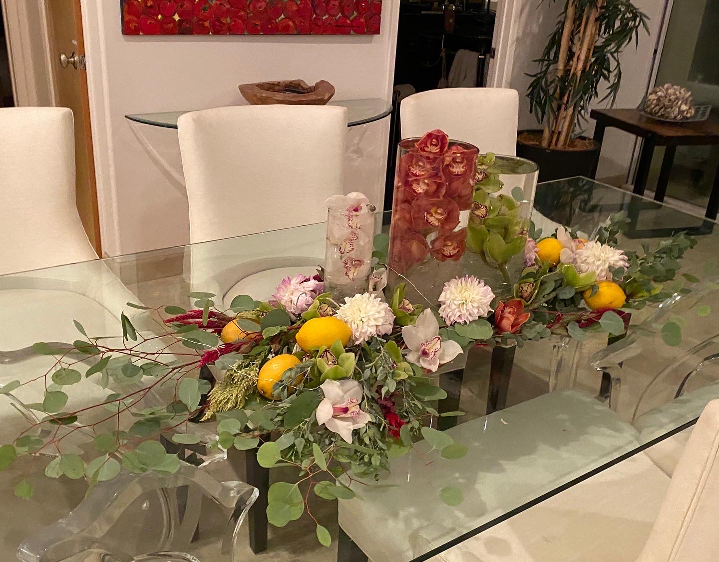 Dining garland β orchids, lemons, eucalyptus